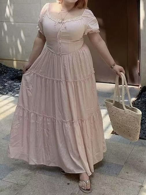 CRUSHPEACH  Princess Pink Lace Multi Layered MAXI Dress