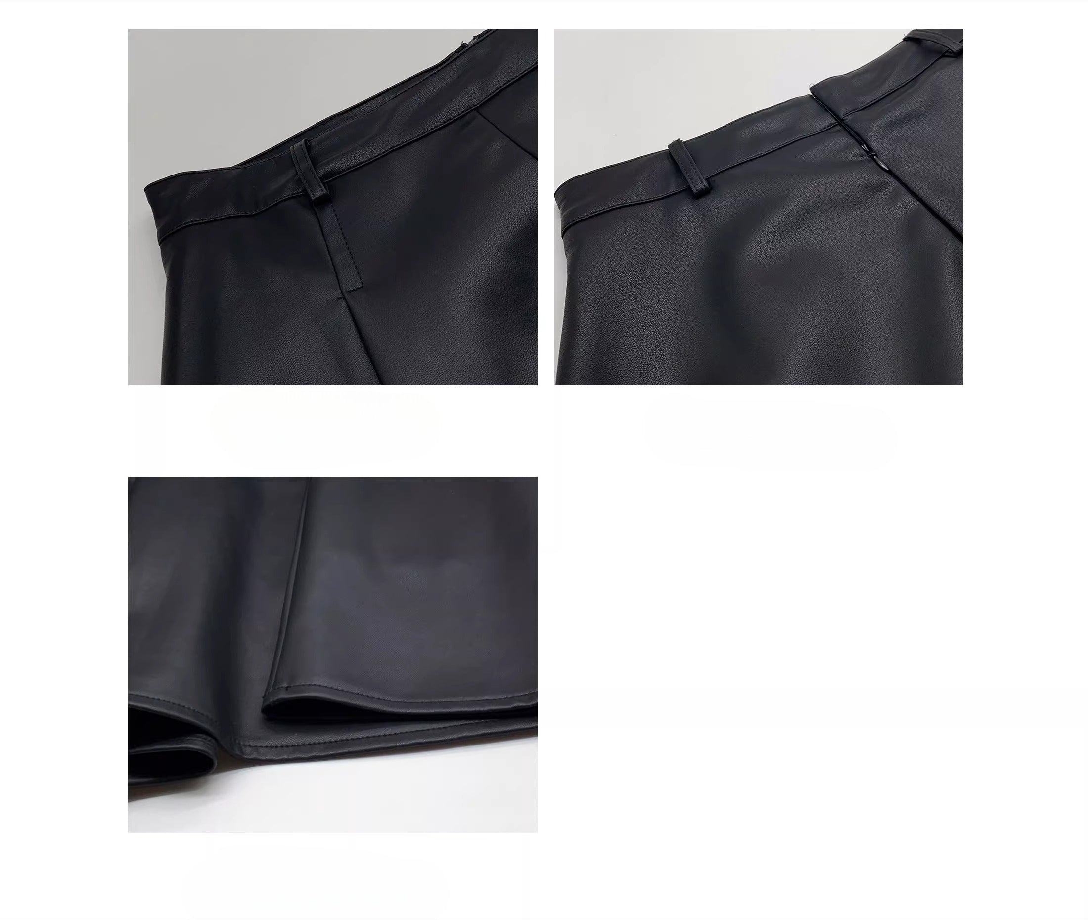 Black high waist A word PU leather skirt FE0497