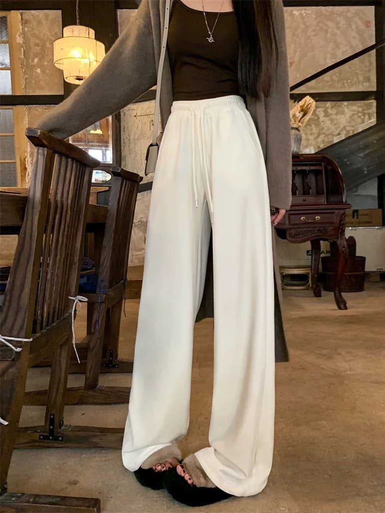 Women’s White Loose Wide-Leg Trousers C0008
