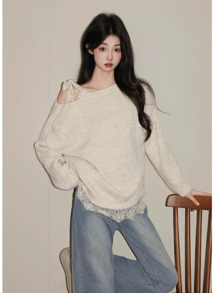 Women’s Casual Off-Shoulder Loose Knit Top C0031