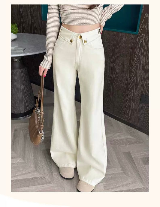 Women’s Cream Straight-Leg Denim Jeans C0030