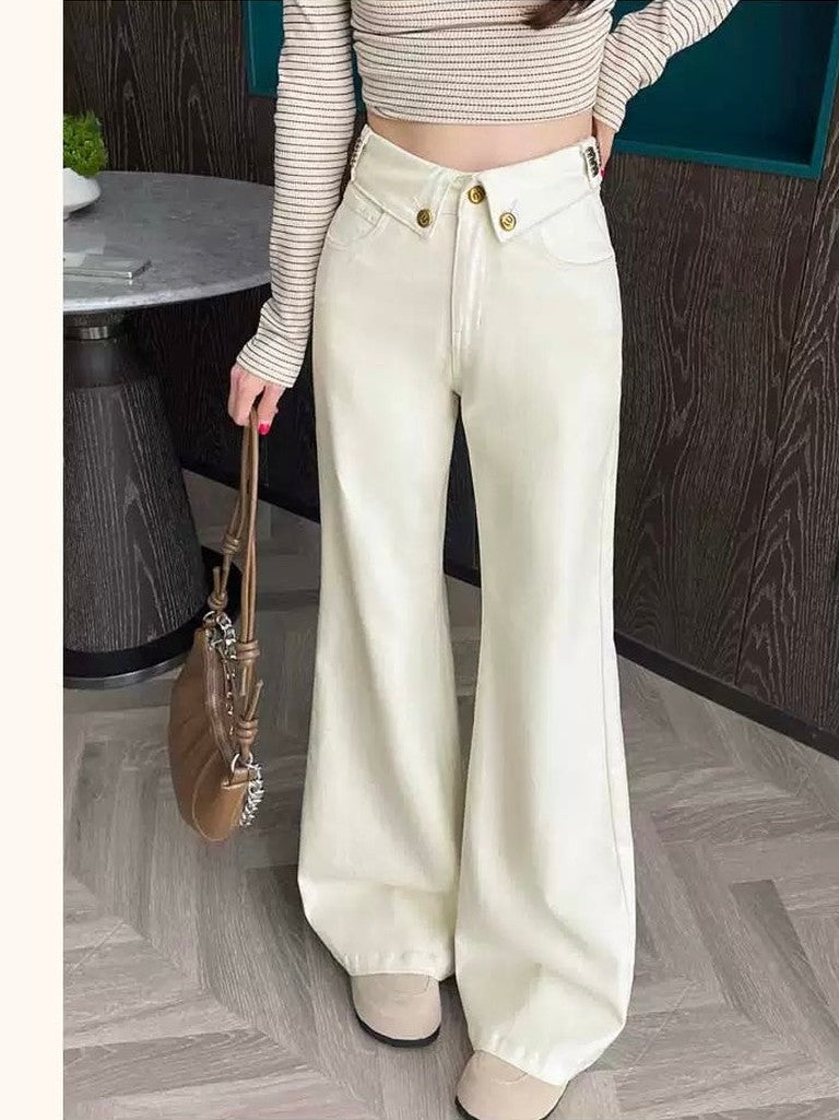 Women’s Cream Straight-Leg Denim Jeans C0028