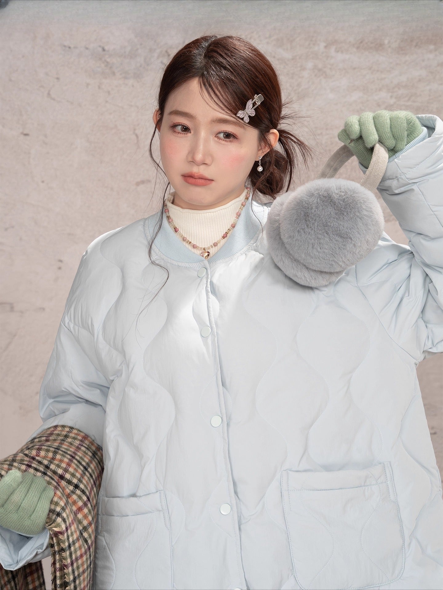 Blue light rhombus down jacket C0225