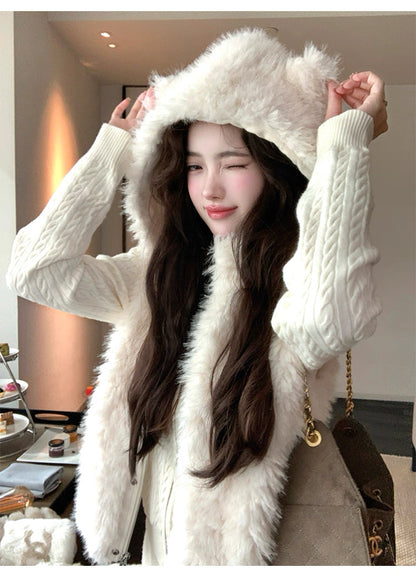 Women’s Hooded Sleeveless Vest Outerwear C0010