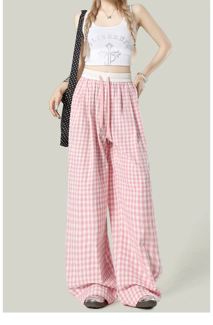 Women’s Plaid Loose Wide-Leg Trousers C0014