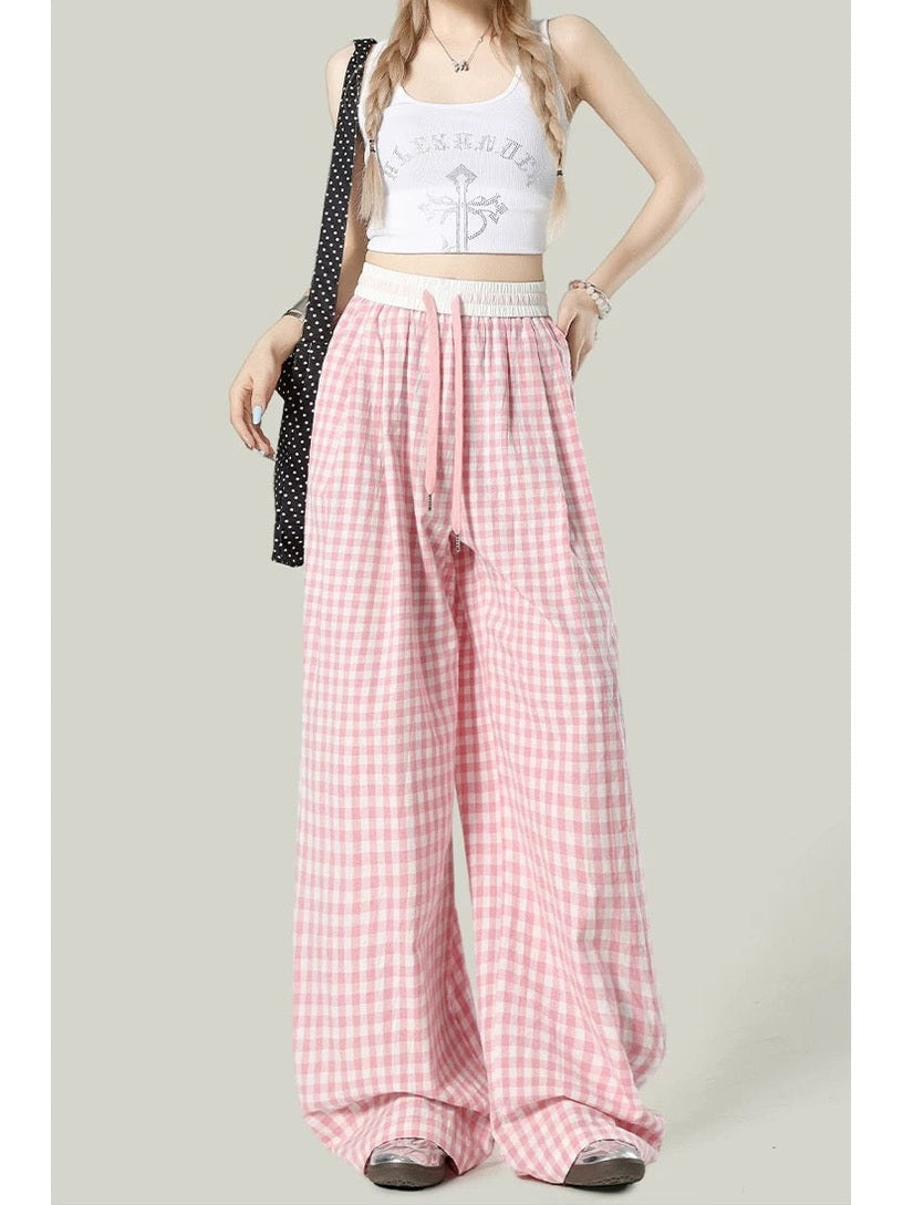Women’s Plaid Loose Wide-Leg Trousers C0014