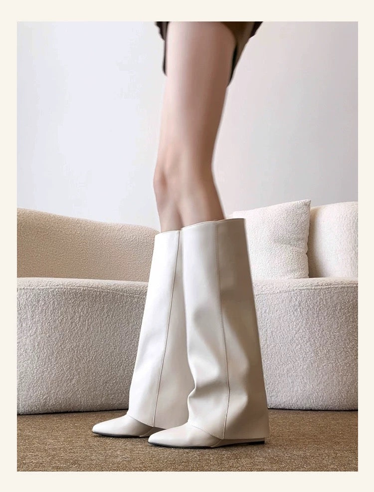 Retro Y2K Wedge Heel Long Boots S0002