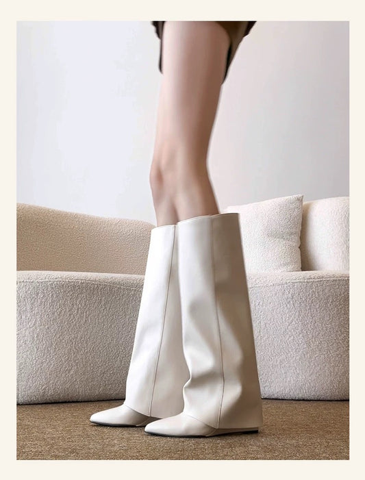 Retro Y2K Wedge Heel Long Boots S0002