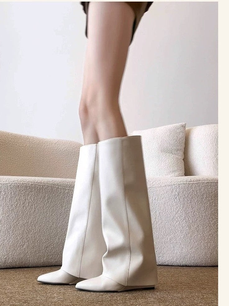 Retro Y2K Wedge Heel Long Boots S0002