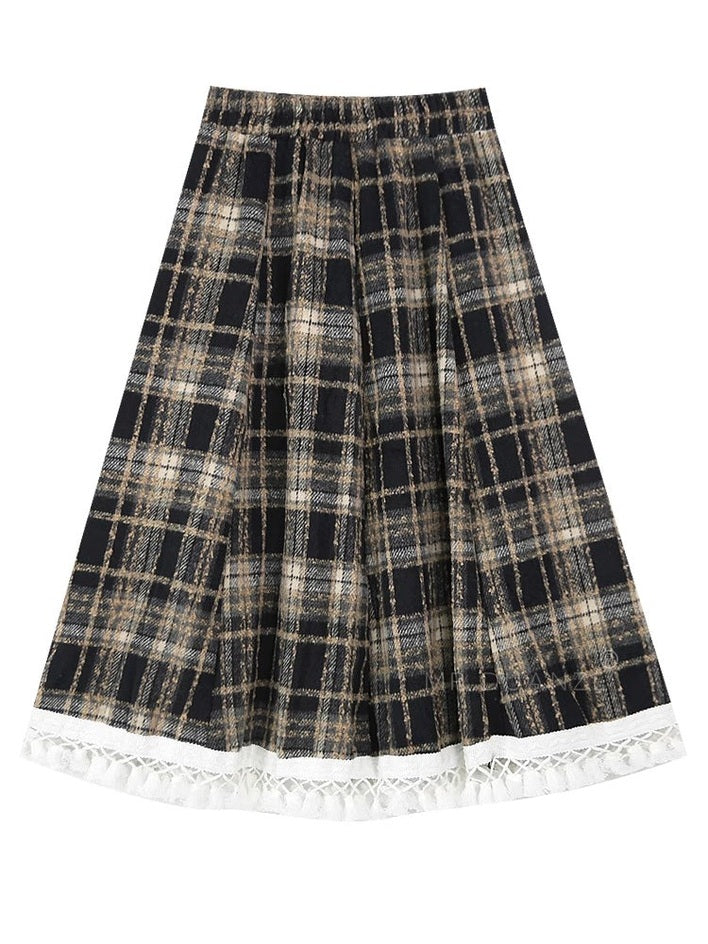 Woolen plaid skirt C0067