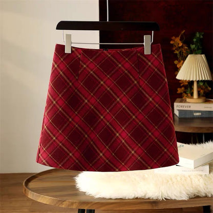 Vintage Red Plaid Mini Skirt C0018