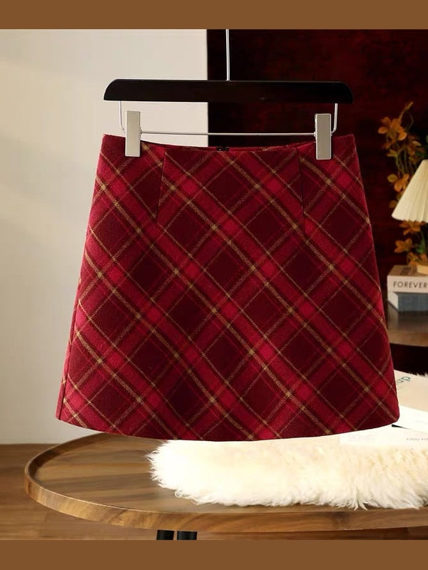 Vintage Red Plaid Mini Skirt C0018