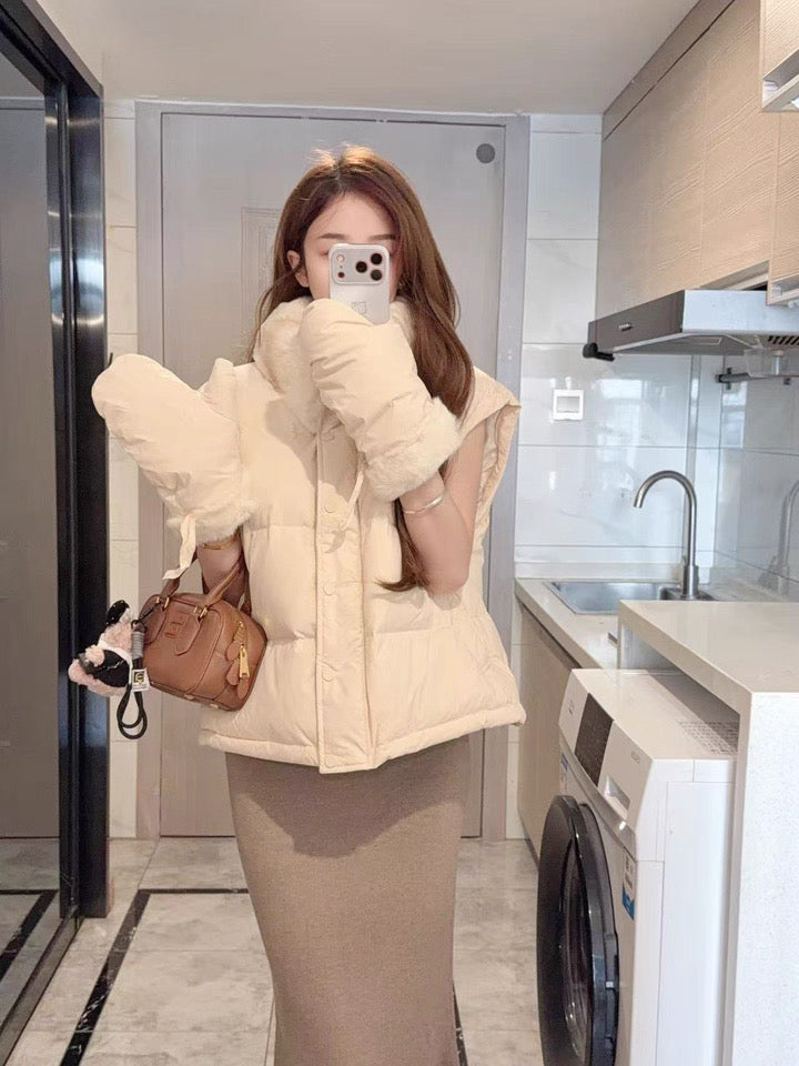 Women’s Short Removable-Panel Down Puffer Jacket C0044