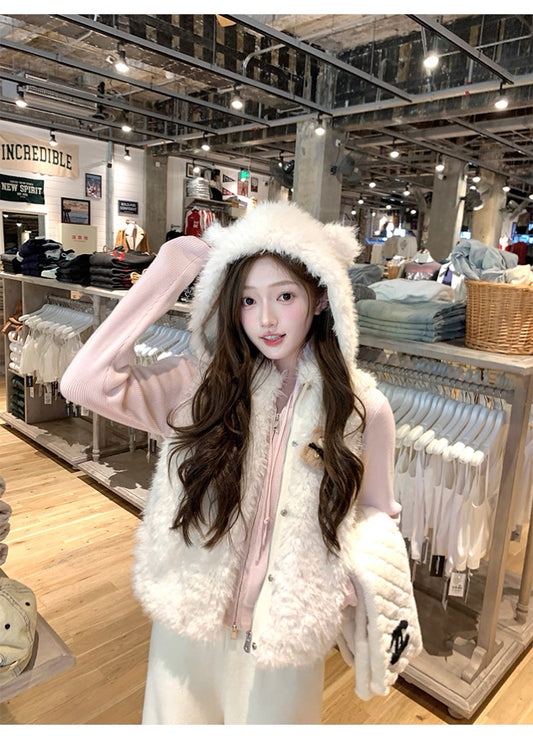 Women’s Hooded Sleeveless Vest Outerwear C0010