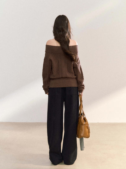 Women’s Off-Shoulder Bow-Knot Sweater with Side Slit C0001