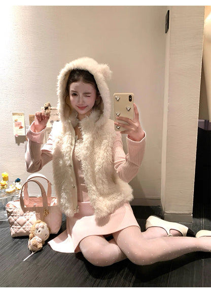 Women’s Hooded Sleeveless Vest Outerwear C0010