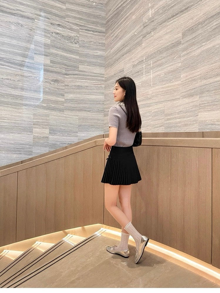 French Square-Toe Bow Ballet Flats S0008