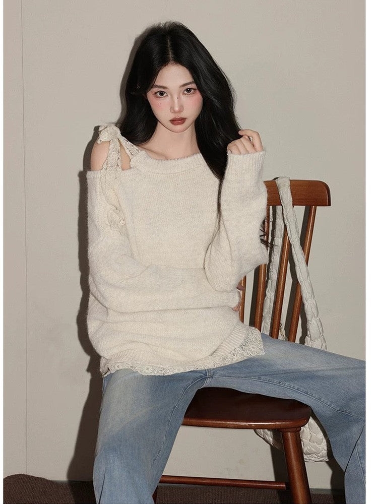 Women’s Casual Off-Shoulder Loose Knit Top C0031