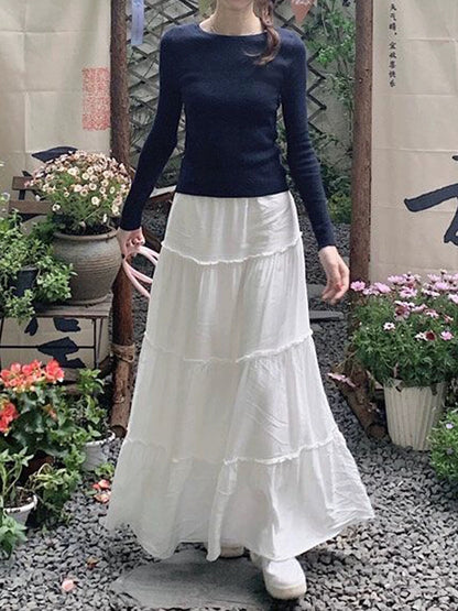 Women’s White Layered Ruffle Skirt C0013