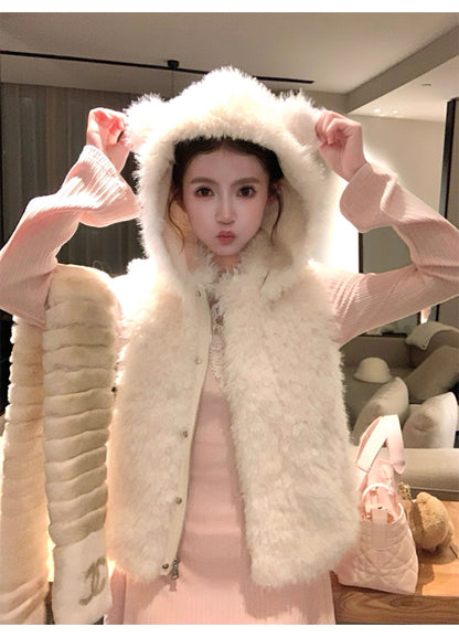 Women’s Hooded Sleeveless Vest Outerwear C0010