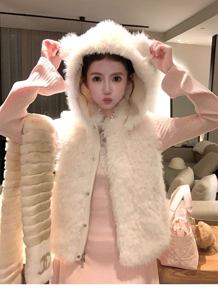 Women’s Hooded Sleeveless Vest Outerwear C0010