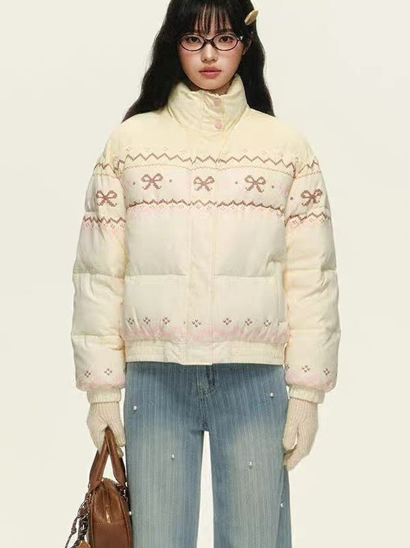 Sweet Bow Puffy Down Jacket C0026