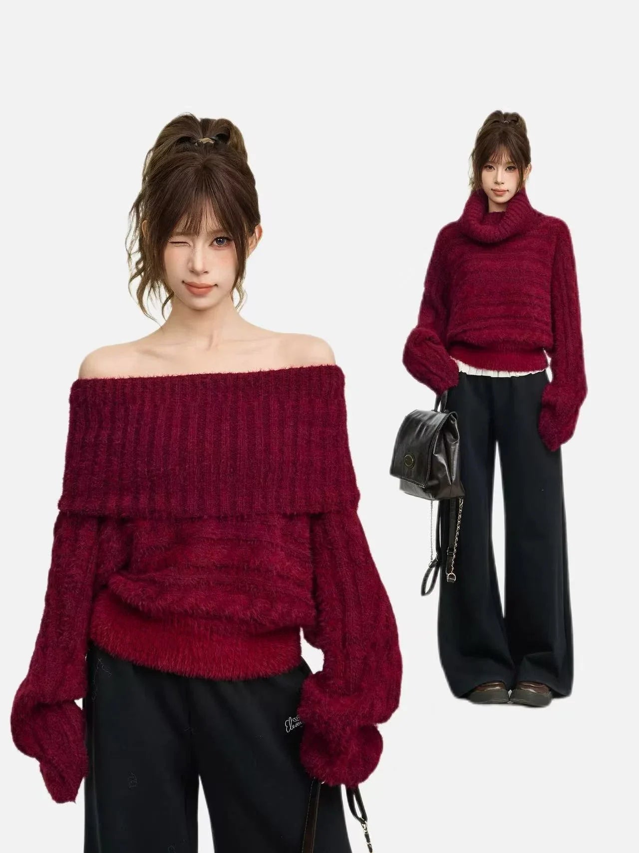 Soft Off-Shoulder Knit Sweater f0331