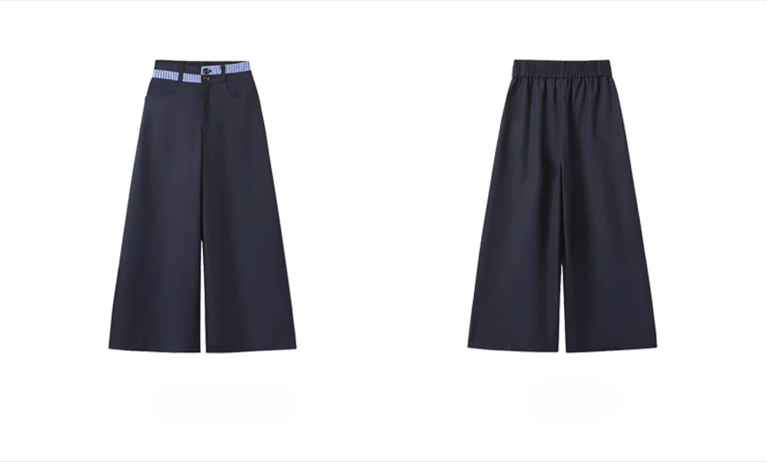 Shoulder striped shirt + wide-leg slacks f0452