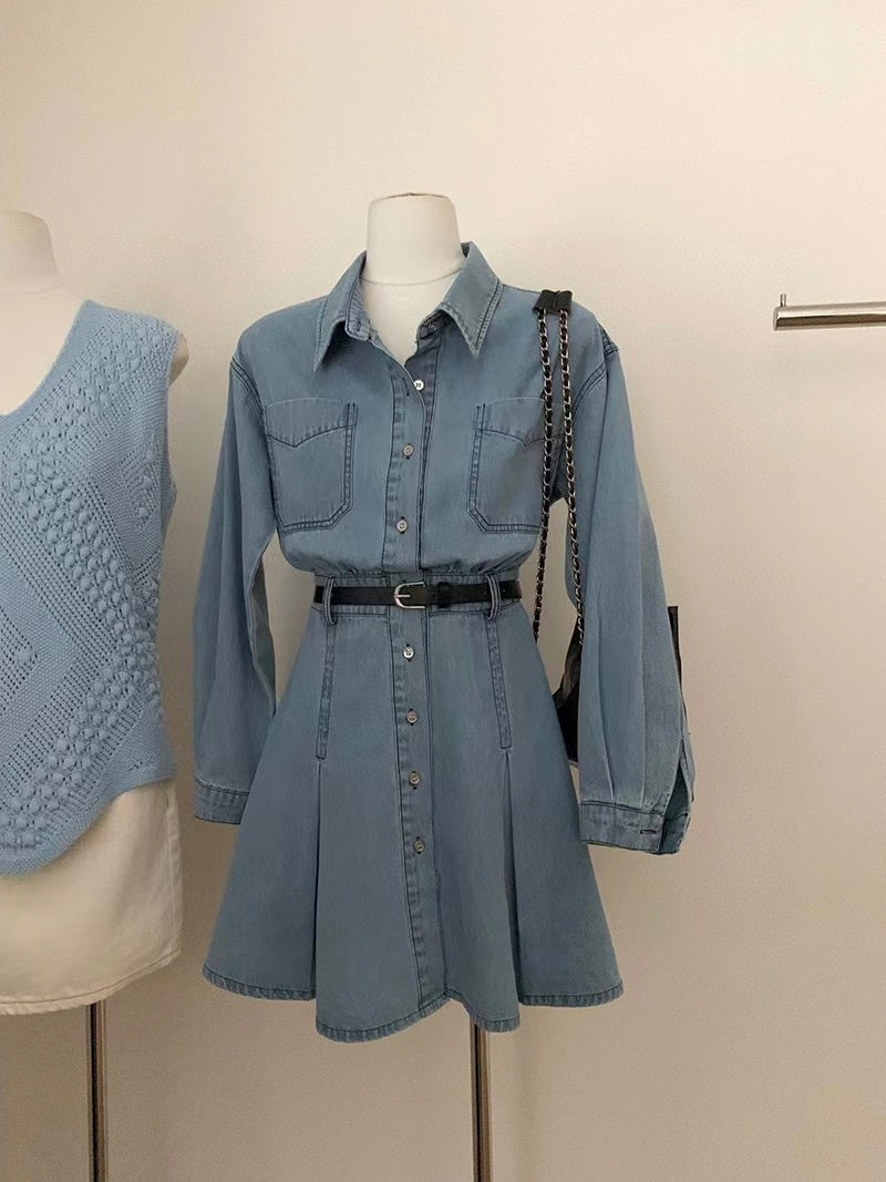 crushpeach monica denim dress