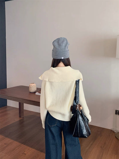 Zip-Up Stand Collar Knit Sweater Jacket C0021