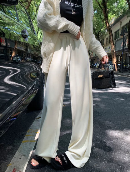 Women’s White Loose Wide-Leg Trousers C0008