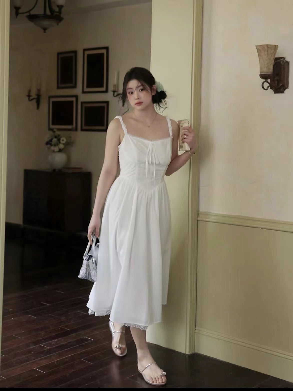 crushpeach White Angel Vacation Style white Lace straps Madi Dress