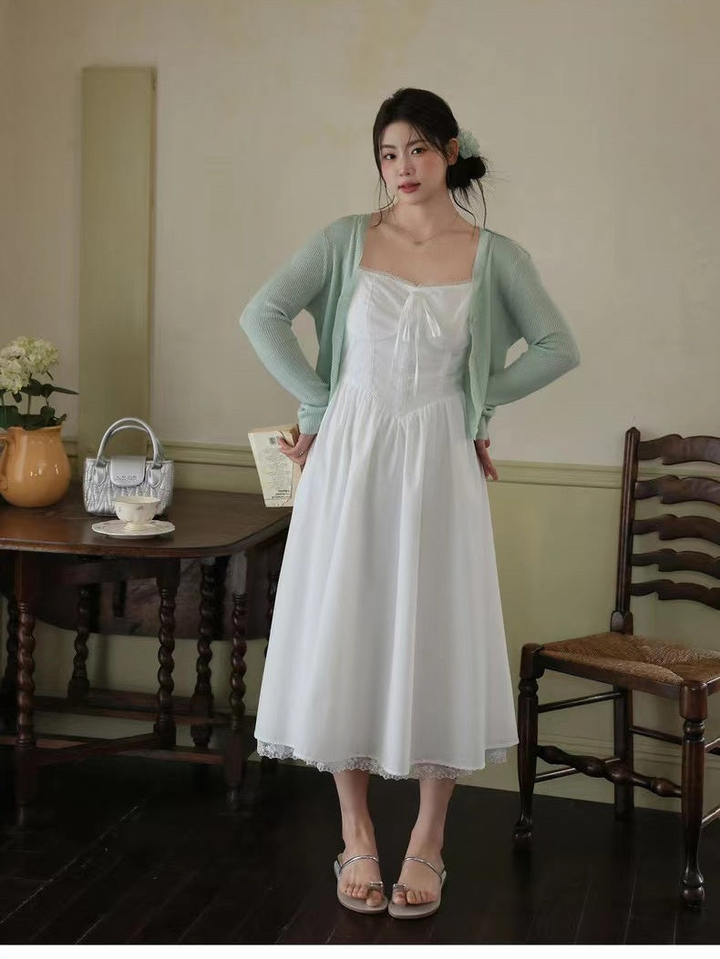 crushpeach White Angel Vacation Style white Lace straps Madi Dress