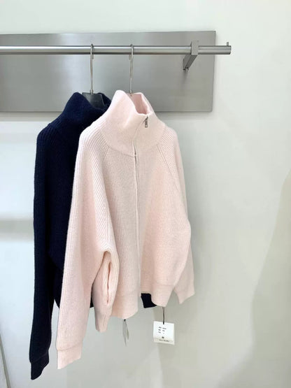 Women’s Mock Neck Zip Knit Cardigan Jacket C0007