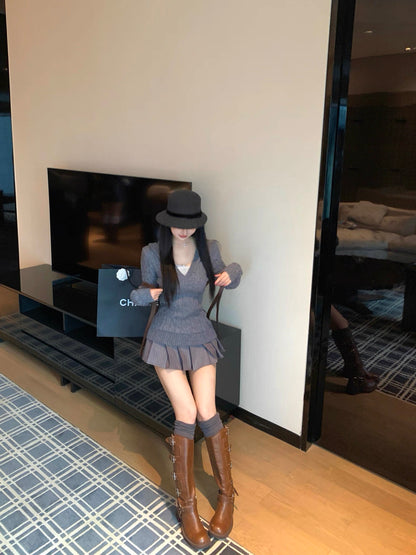 V-Neck Hooded Knitted Pullover for Women C0020