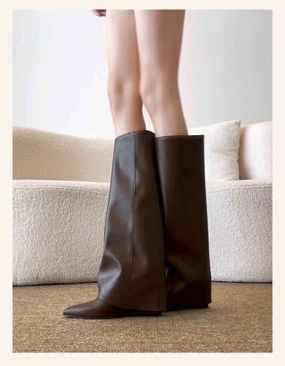 Retro Y2K Wedge Heel Long Boots S0002