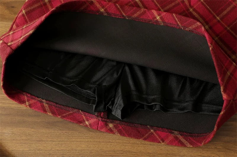 Vintage Red Plaid Mini Skirt C0018