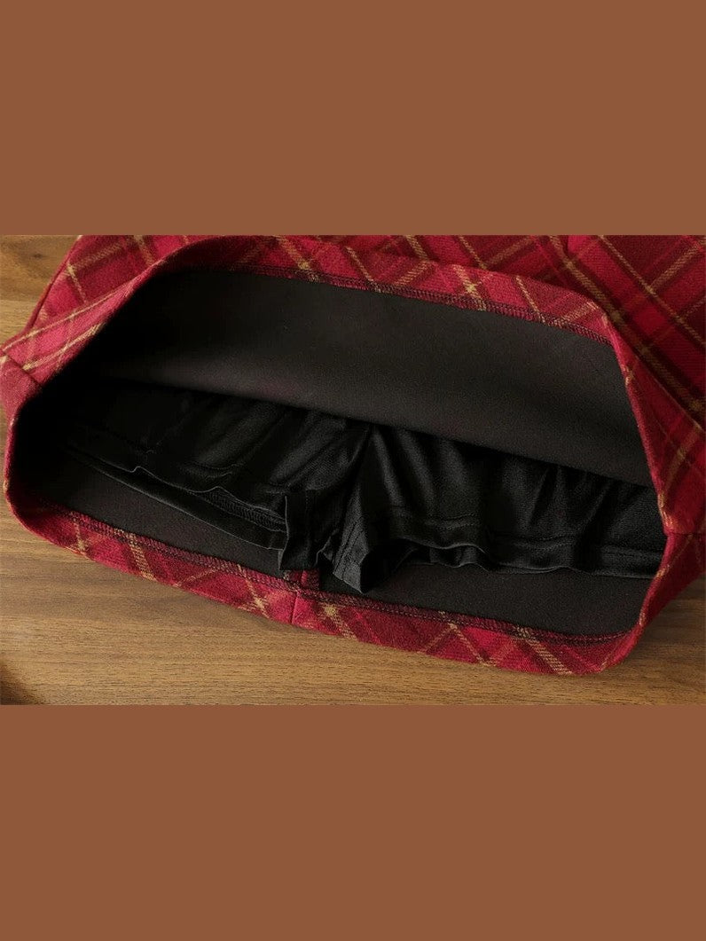 Vintage Red Plaid Mini Skirt C0018