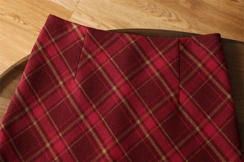 Vintage Red Plaid Mini Skirt C0018