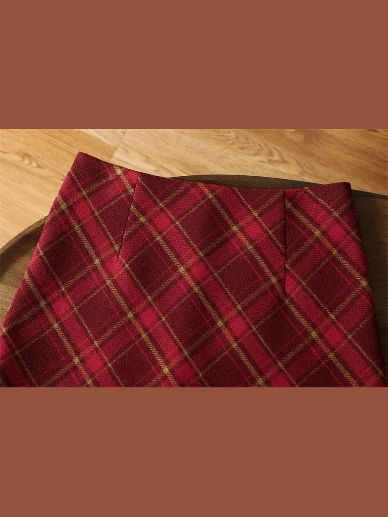 Vintage Red Plaid Mini Skirt C0018