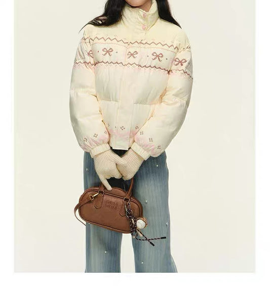 Sweet Bow Puffy Down Jacket C0026