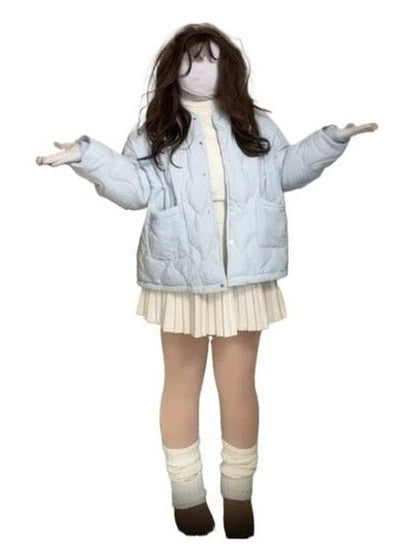 Blue light rhombus down jacket C0225