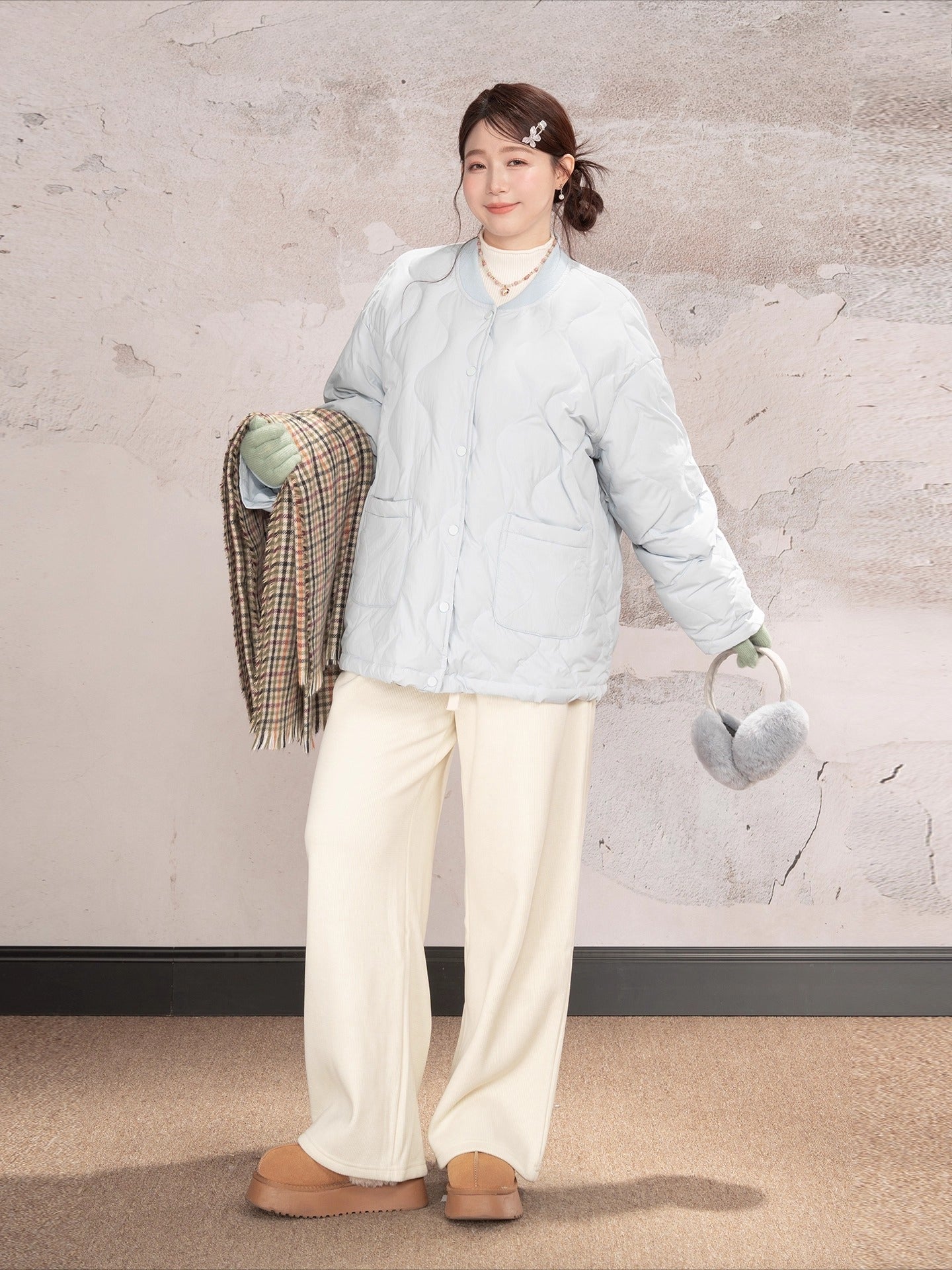 Blue light rhombus down jacket C0225