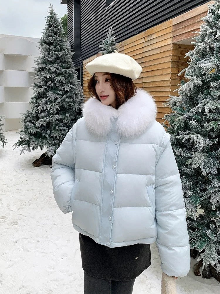 Women’s Short Removable-Panel Down Puffer Jacket C0044