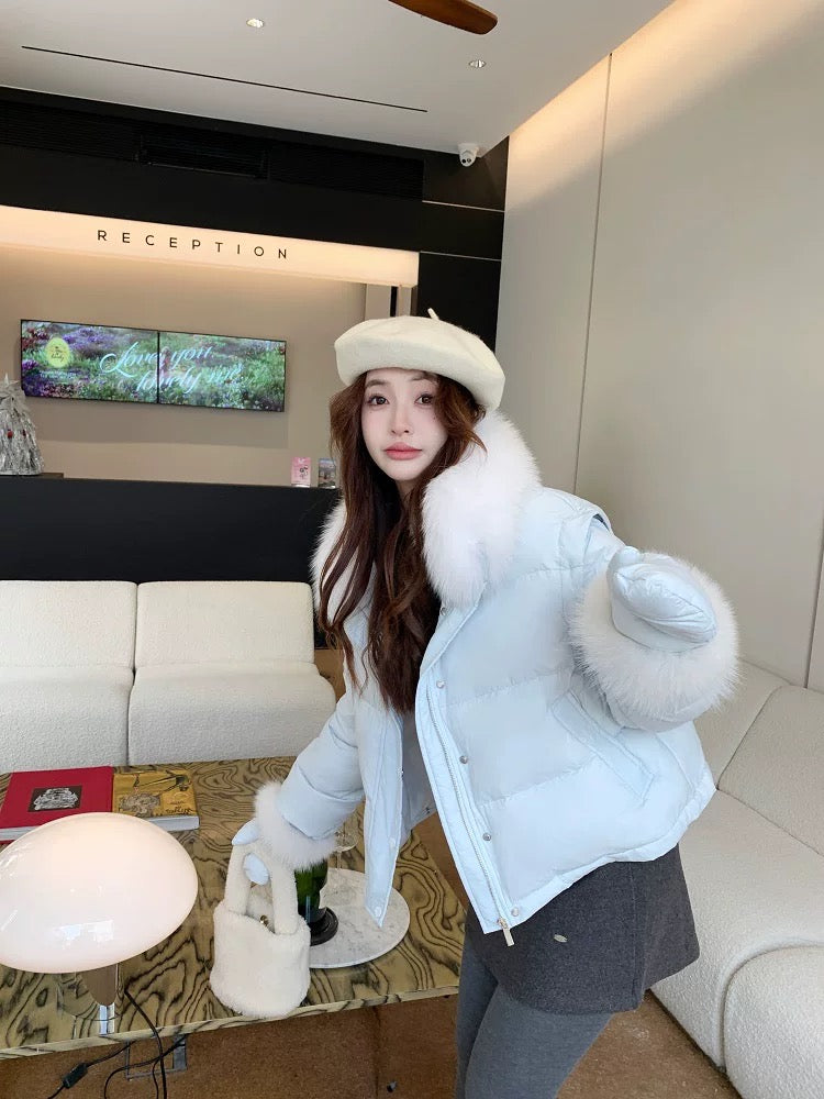 Women’s Short Removable-Panel Down Puffer Jacket C0044