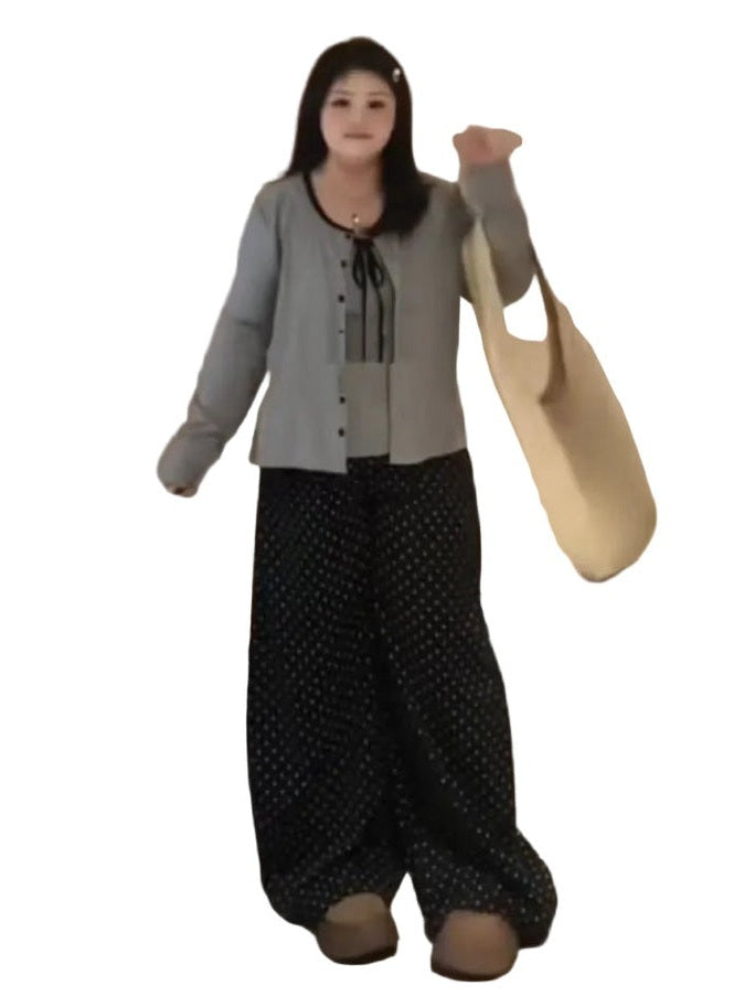 Lazy wind knitted cardigan suspender set C0241