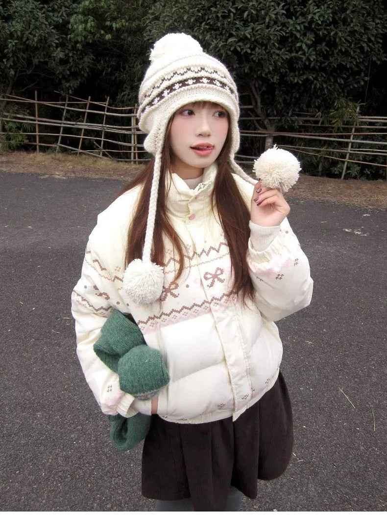 Sweet Bow Puffy Down Jacket C0026