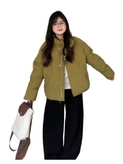 Warm temperament stand-up collar short down jacket f0257