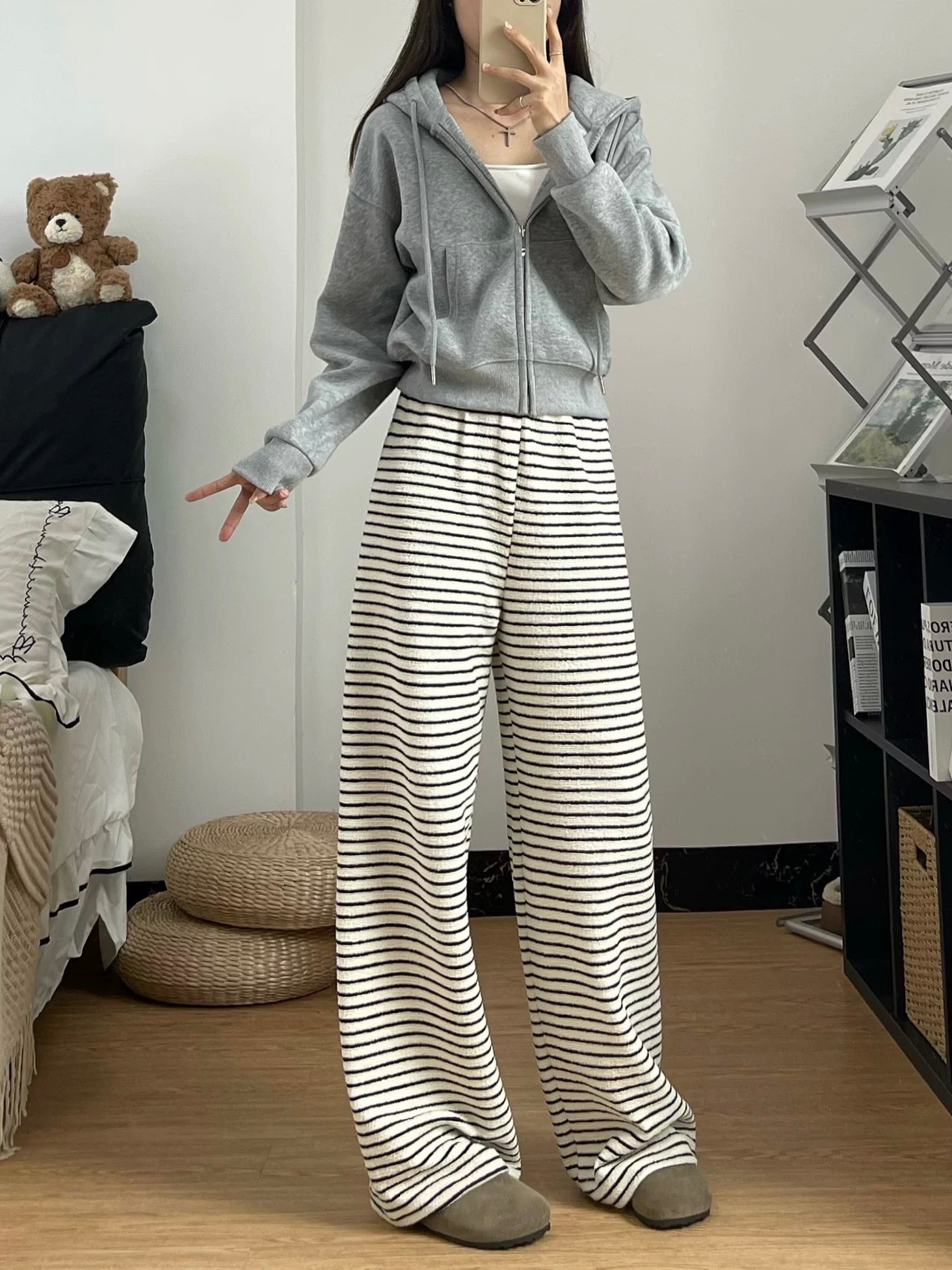 Women’s Striped Straight-Leg Casual Pants C0051