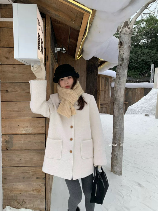 Korean Lapel Mid-Length Thickened Down Coat C0029